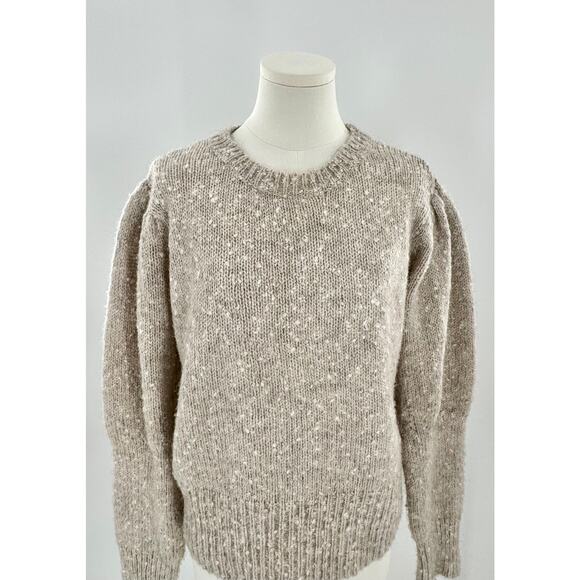 ASTR the Label Bexley Beige Puff Shoulder Sweater Crop Pullover XL Wool Alpaca - Picture 1 of 7